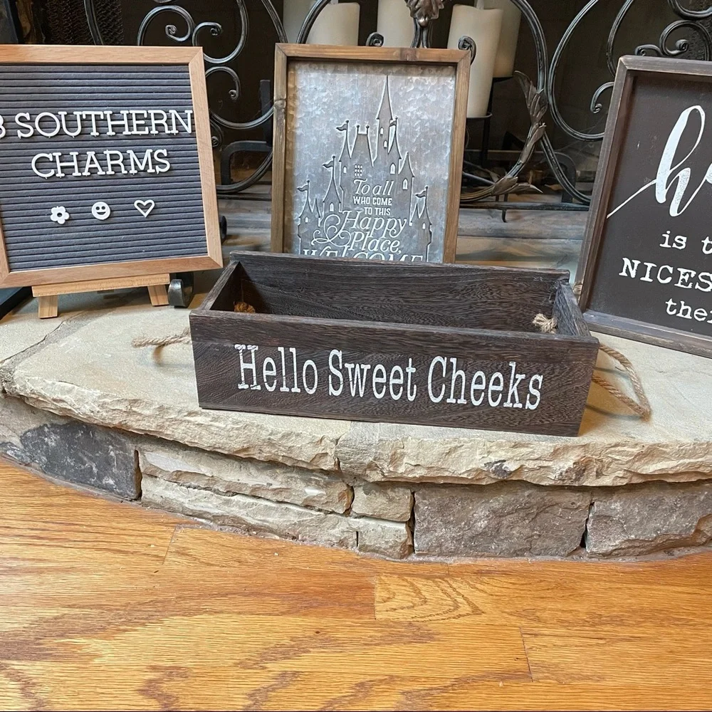 New Rustic Farmhouse Wood Bathroom Decor Toilet Paper Storage Caddy